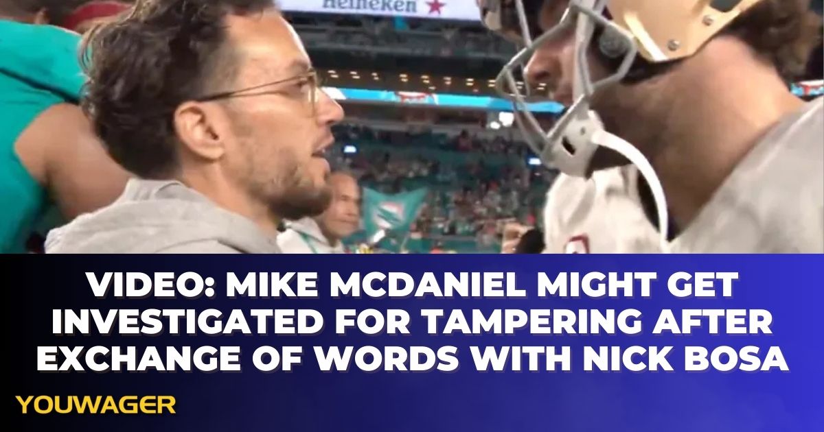 VIDEO: Mike McDaniel Might Get Investigated For Tampering After Exchange of Words with Nick Bosa