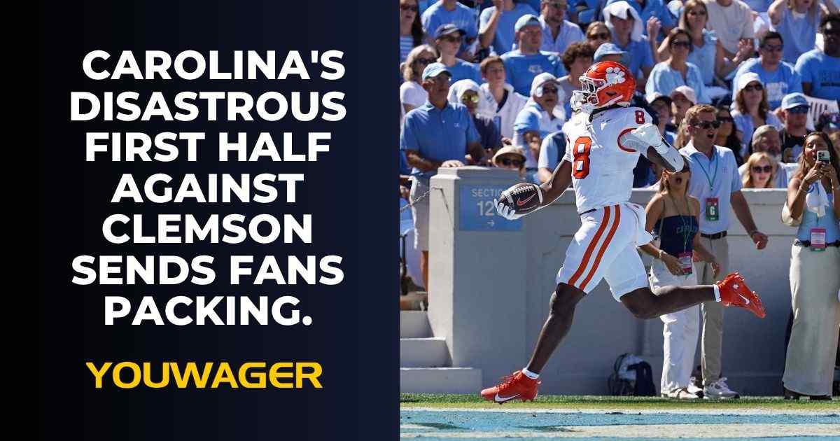 Before halfway, North Carolina's disastrous first half against Clemson sends fans packing.