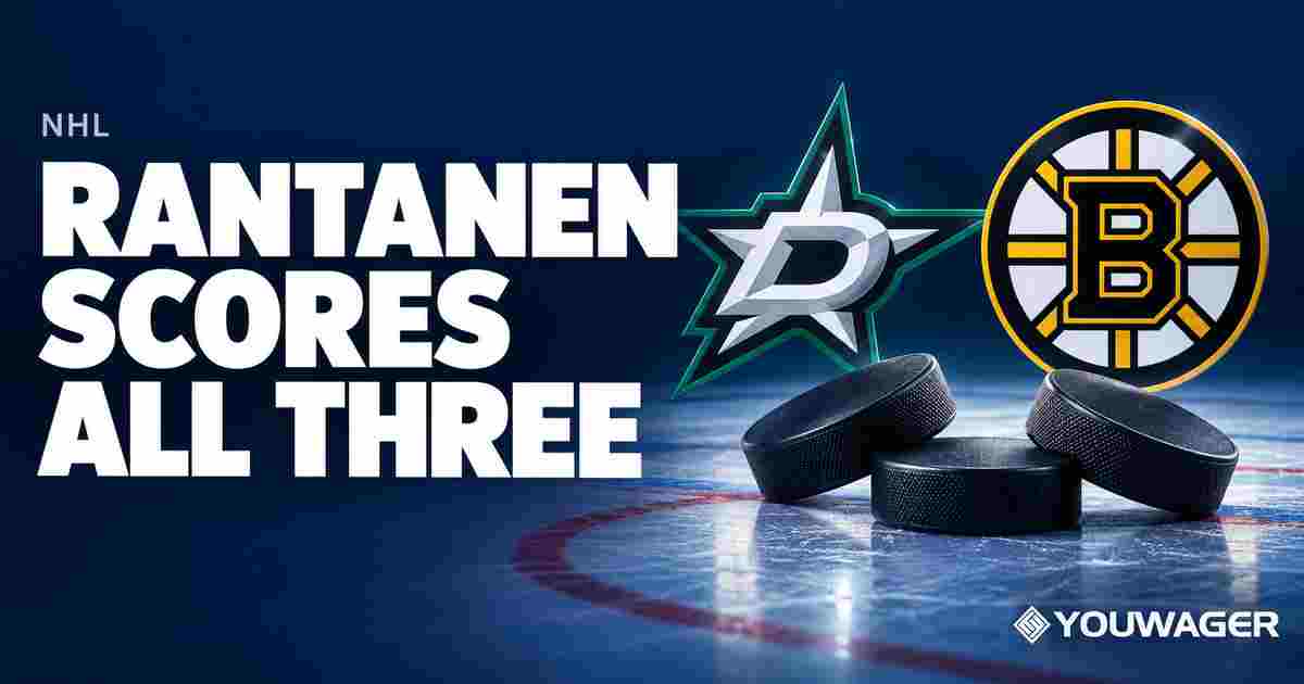Mikko Rantanen Hat Trick Gives Stars Overtime Win Over Bruins