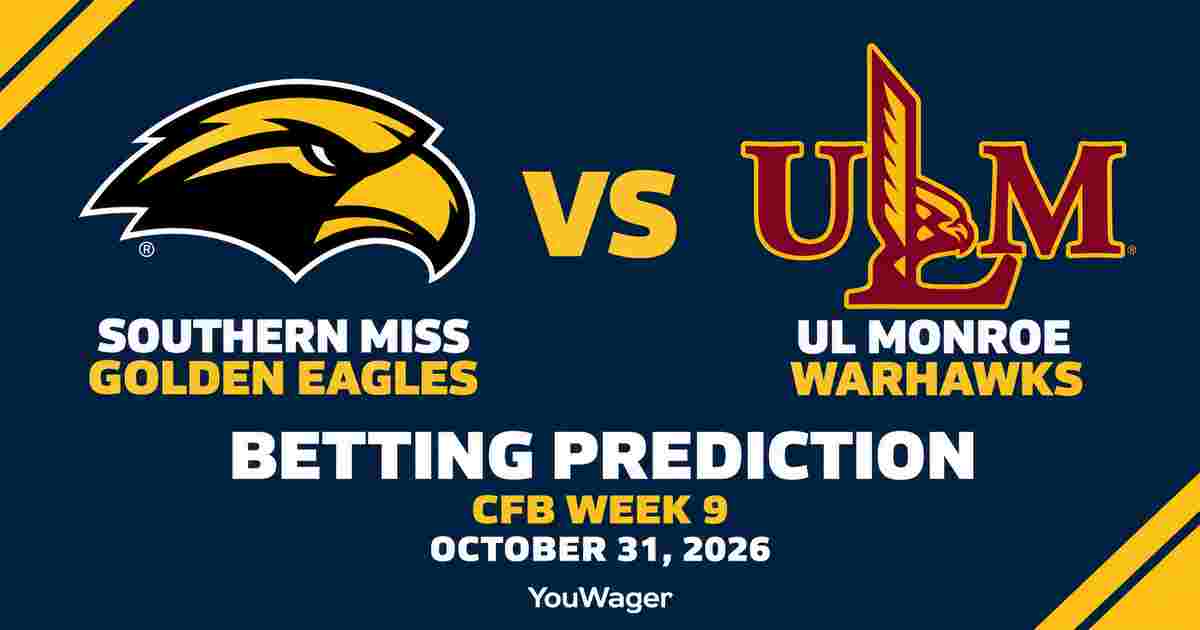 Southern Miss Golden Eagles vs UL Monroe Warhawks Betting Prediction, CFB Week 9 Predictions, October 31, 2026: Who wins?