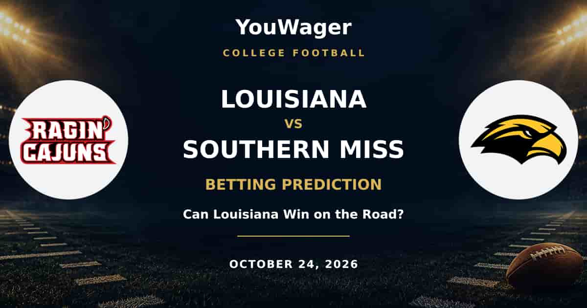 Louisiana Ragin' Cajuns vs Southern Miss Golden Eagles Betting Prediction, October 24, 2026: Can Louisiana Win on the Road?