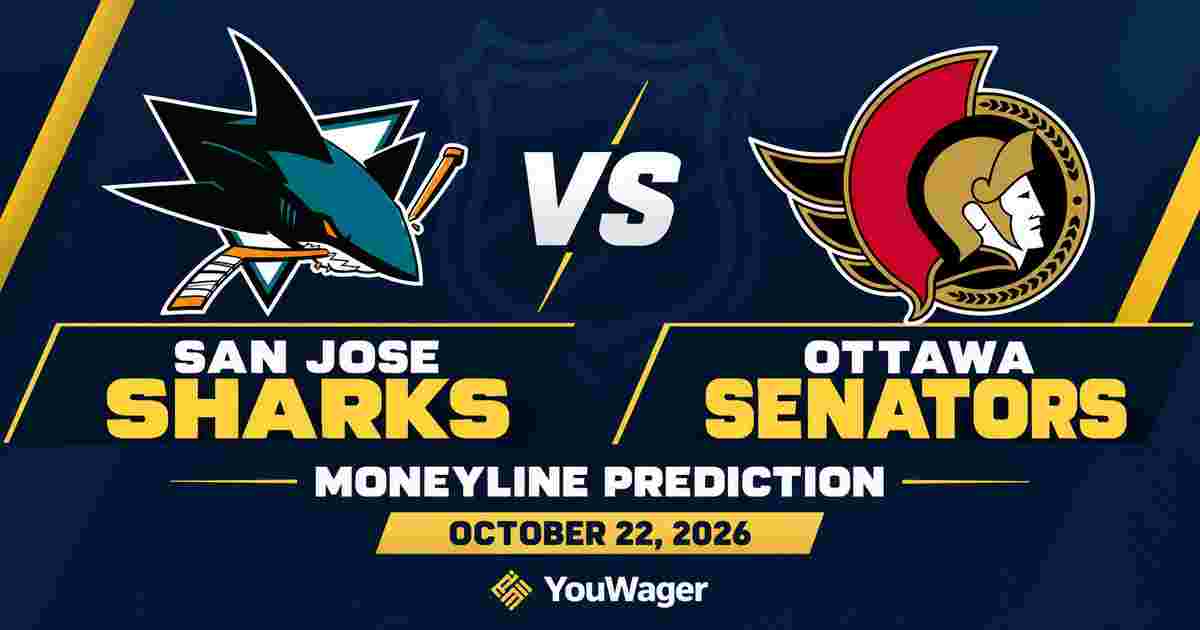 San Jose Sharks vs Ottawa Senators Moneyline Prediction, October 22, 2026
